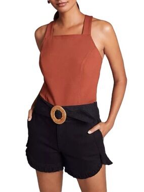 Anthropologie Porridge Criss Cross Tank Top Square Neck Rust Orange Size Small